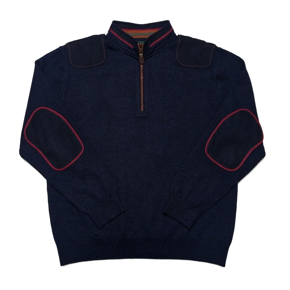 ORVIS 100% Merino Wool 1/2 Zip Sweater Hunting Elbow Patches 2ER1 Upton Large L
